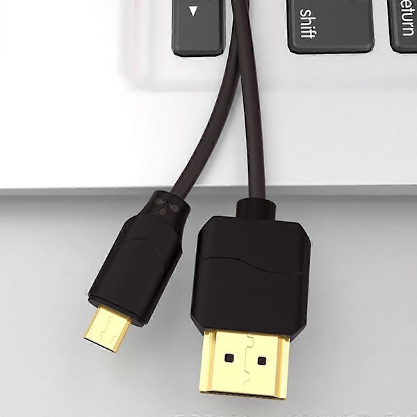 2m Micro HDMI till HDMI Flexibel Kabel, Svart för TV