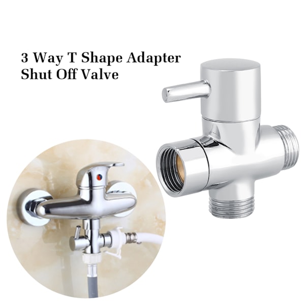 3-vejs T-form omskifter lukkeventil Bruser Toilet Bidet Sprøjte Vandadapter Krom farve