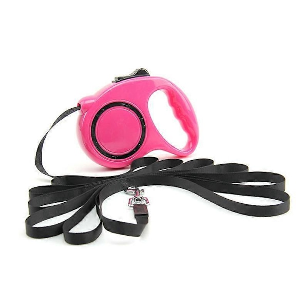 1 STK (rose rød) Uttrekkbart hundebånd, flokefritt bånd med sklisikkert håndtak, sterkt nylon kjæledyrbånd, enhånds lås og opplåsing