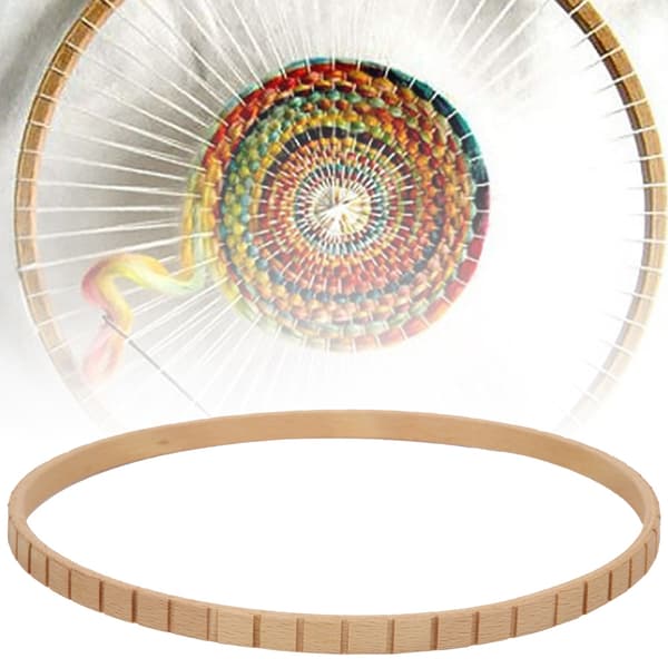 Manuell DIY stickmaskin i trä 19 cm väggdekoration cirkulär stickram