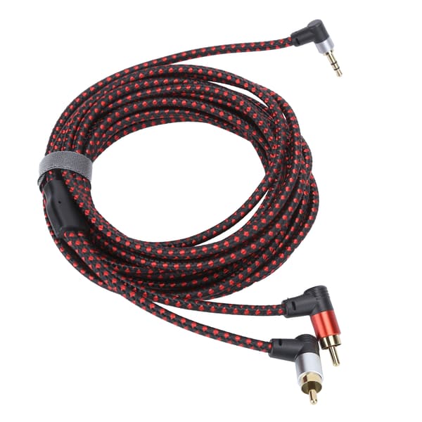 90° 3.5mm hanstik til 2RCA han lydkabel ABS stereomikrofonkabel til DVD-højttaler 5m