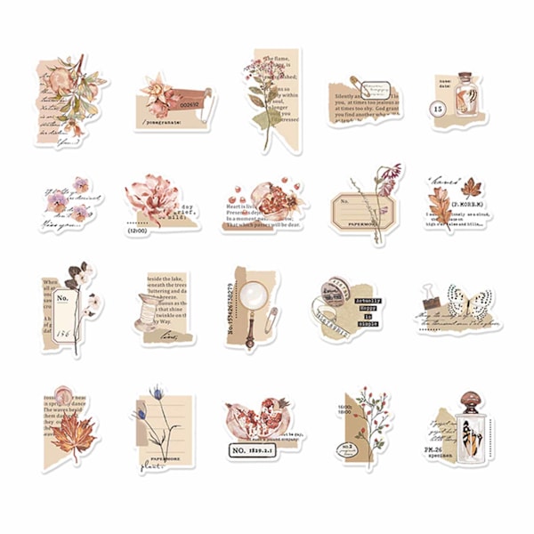 40 Sheets Scrapbooking Stickers Vintage Exquisite Deco Stickers for Photo Album Notebook Phone Case Type 3