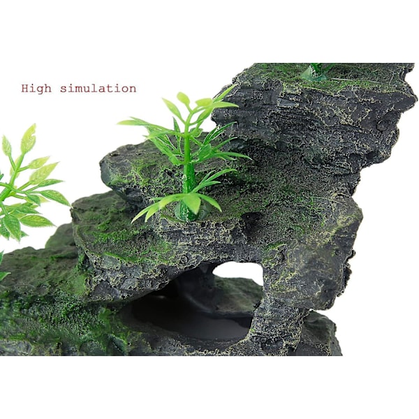 Miniature akvarium Mountain View Sten ornament, bryotree HULE LANDSKAB Kunstig akvariedekoration, (Oliven Sort)