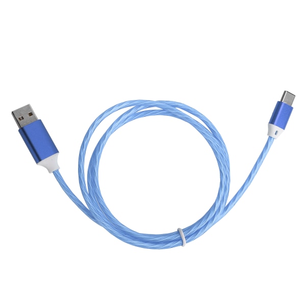 USB -C-latauskaapeli LED-valo syttyy virtaava pikalatausjohto USB C -laturikaapeli (sininen)
