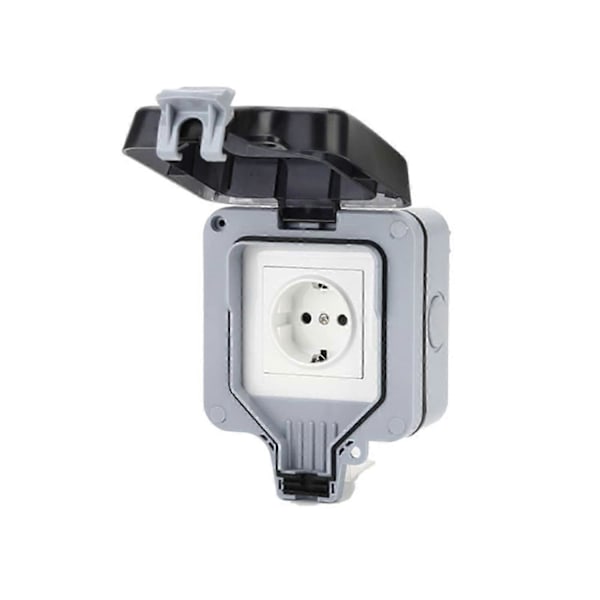IP66 Vedenpitävä Pistorasia Kytkimellä ja Vedenpitävä Kytkentärasia, Ulkokäyttöön Pölytiivis Seinään Asennettava Pistorasia Keittiöön, Kylpyhuoneeseen, Autotalliin, Uima-altaalle