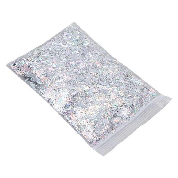 Engelska bokstavs nagelpaljetter Holografiska nagelglitter bokstäver paljetter flingor för manikyr dekoration silver 50g/1.76oz