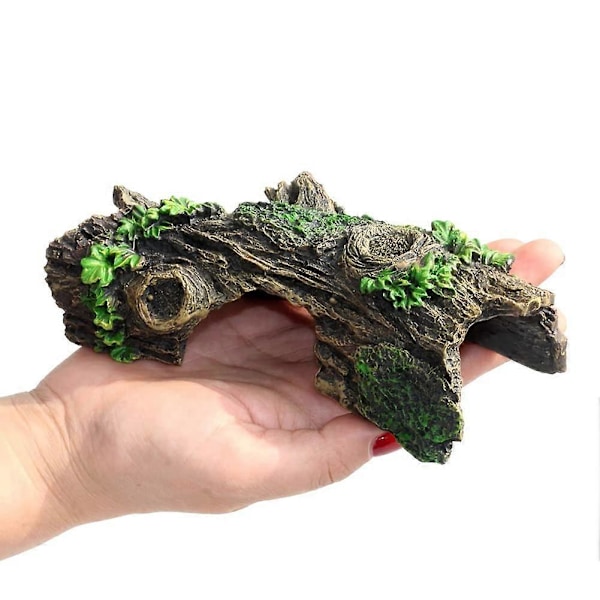 Akvariumdekorasjoner Små og Medium Fisketankdekorasjon Kunstig Hul Trestubbe Resin Ornament for Reptilskjul eller Bettafisk Svømmehabi