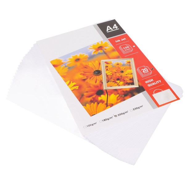 20 stk mat fotopapir holdbart papir A4 8,3x11,7 tommer blank overflade vandafvisende højlys fotoprinterpapir