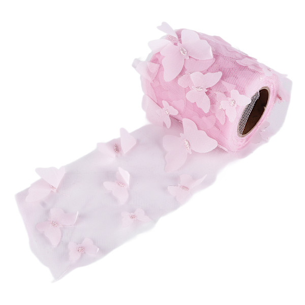 Tulle rulle sy färgglad nätgarn rulle DIY hårtillbehör material band Tulle rulle rosa