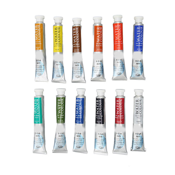Vandfarve Maling 12 Farver 9ml Tube Lys Vibrerende Flot Transparens Akvarel Maling Sæt til Kunstner Maleri