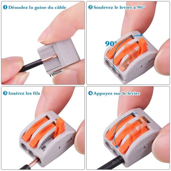 60-delt elektrisk stik – 30 x 2-vejs, 20 x 3-vejs, 10 x 5-vejs – Modificeret nylon 6.6 materiale – Værktøjsfri forbindelse – 10 stk.