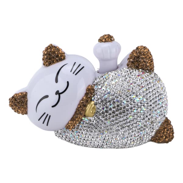 Fortune Lucky Cat Bilinteriørdekorasjon Bling Rhinestone Universal Midtkonsoll Dashbordpynt Figur Champagne Gull