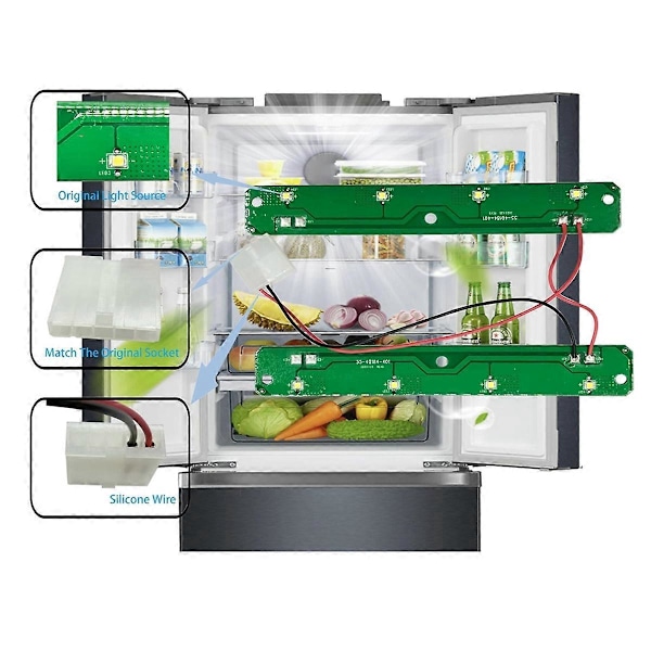 2 kpl Jääkaapin LED-valokortti Whirlpool Kenmore Maytag -malleille
