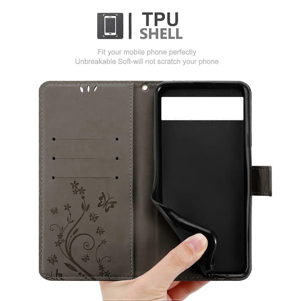 PIXEL 6 Protective Case - with floral pattern and card slot FLORAL GREY FLORAL GREY PIXEL 6