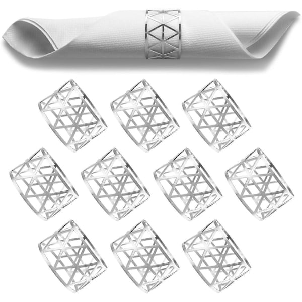 Servettringar silver, 10 stycken ihåliga metallservettringar, universell servettringsset, servetthållare