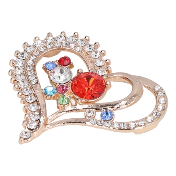 5 st Broscher DIY Love Peach Hjärtformade Rhinestone Glaslegering Smycken Tillbehör Röd