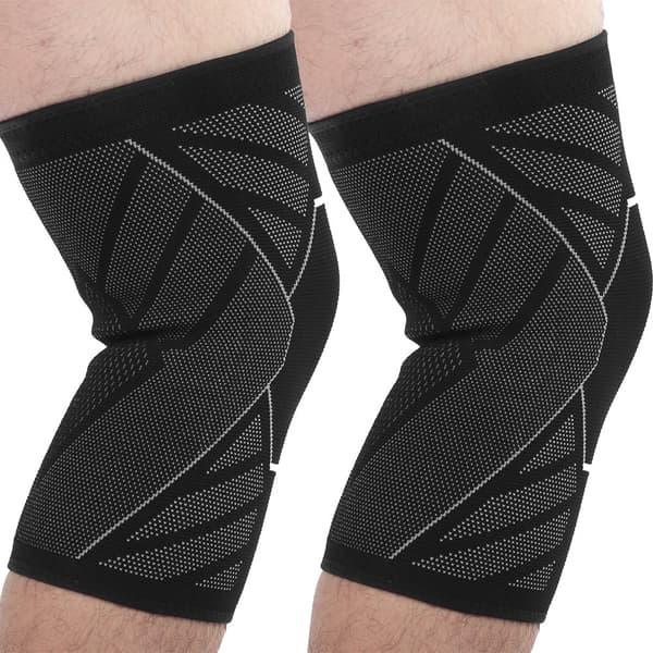 1 par sportknäskydd slitstarkt andningsbart nylon utomhus knästöd (Silver L)