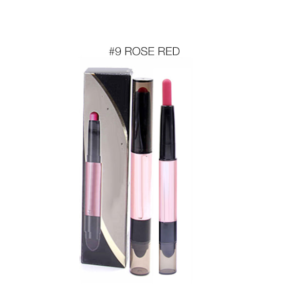 Dobbelthodet Matt Lipgloss Leppestift Langvarig Vanntett Leppestift 9#