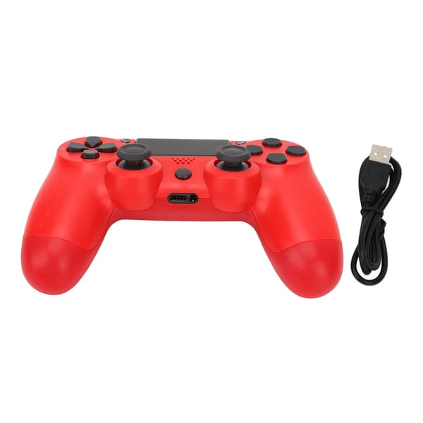 Trådlös spelkontroll Multifunktionell dubbelvibrations Bluetooth-gamepad för PS4-spelskontroller Röd