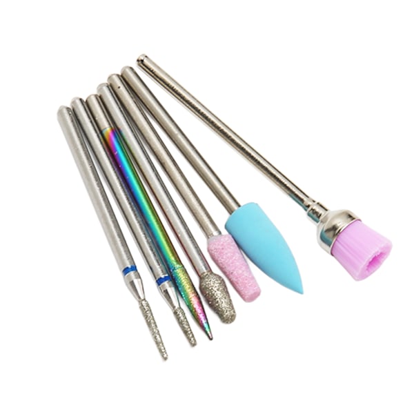7 stk Tungsten Steel Nail Drill Bits Profesjonell Nail Salon Gel Polish Cuticle Remover Bits Set