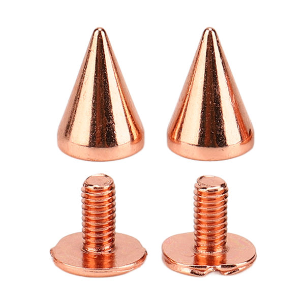 100 set spikade koner spik nitar hög hårdhet metallplätering roséguld skruv bak nitar spikar kit för DIY kläder skor 7x10mm