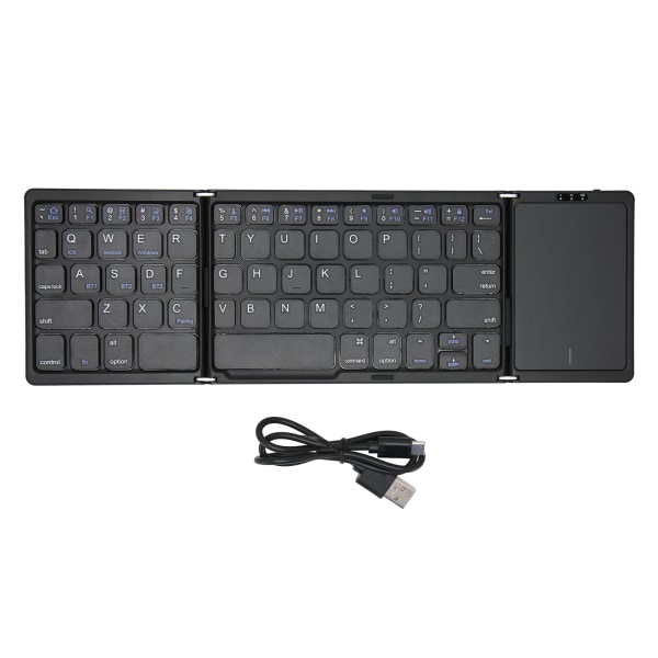 Foldbart Bluetooth-tastatur med Touchpad Understøttelse i fuld størrelse 3 enheder Genopladeligt bærbart trådløst foldetastatur