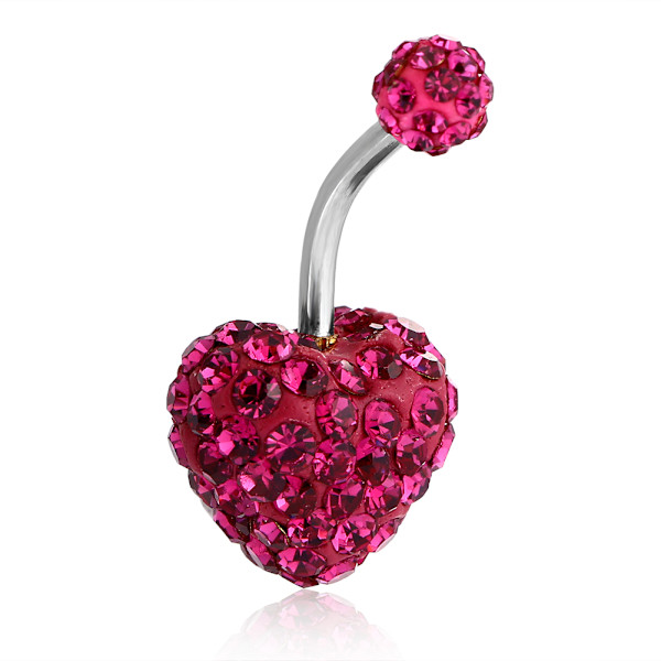 2 stk/sæt Rhinestone Navlering Barbell Rustfrit Stål Piercing Smykker (Pink)
