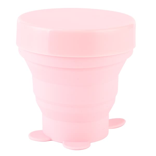Bärbar hopfällbar vattenkopp i silikon, hopfällbar resemugg för utomhuscamping picknick 170 ml rosa