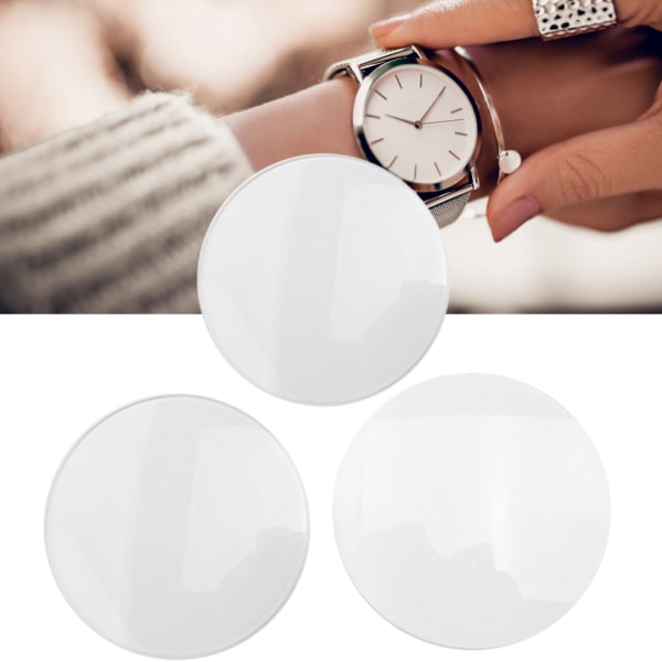 3st Single Dome Watch Glass Part Ersättning Runt Transparent Watch Glass (35+36+40)