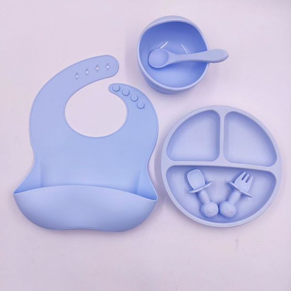 Babyspisesæt: BPA-fri silikone middagstallerken og bestiksæt