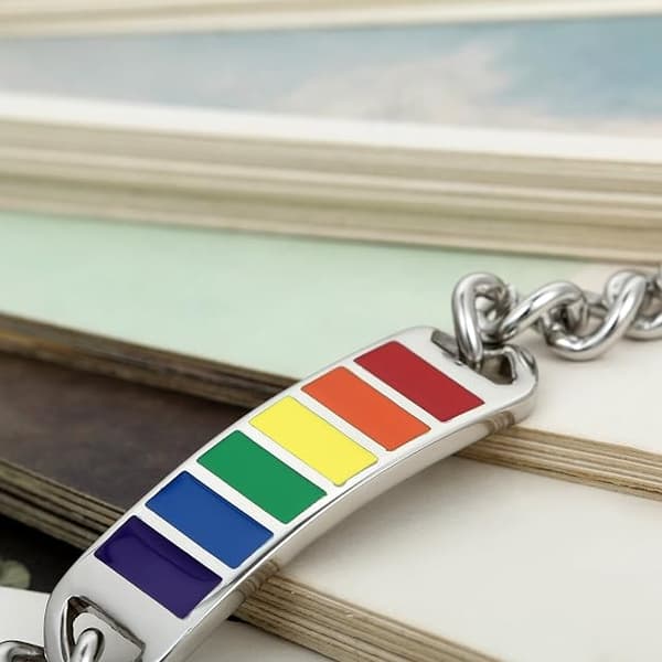 Pride-kædearmbånd, manchetarmbånd i rustfrit stål, unisex regnbuearmbånd til mænd og kvinder