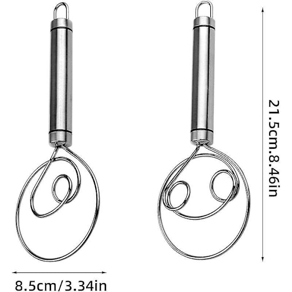 Deigvisp Mikser Kjøkkenvisp 2 Stykker Rustfritt Stål Deigvisp 21.5cm Pluss Dansk Deigvisp Danske Deigvisper for Manuell Brød Kake Bakverk L
