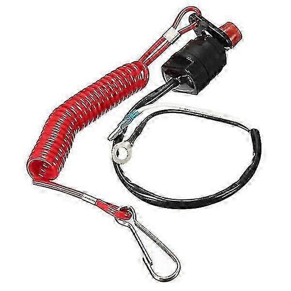 Compatible with Yamaha Marine Engine Emergency Stop Switch with Safety Lanyard Svart röd