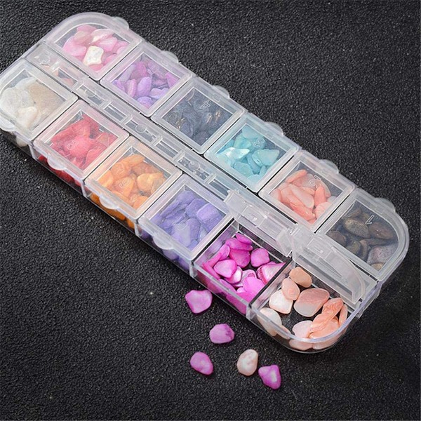 12 färger oregelbunden glitter skal dekoration nagelkonst paljetter paljetter manikyr charm