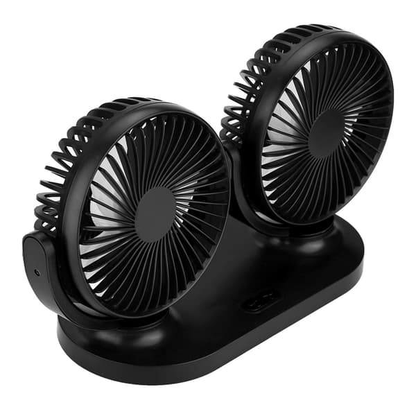 USB Dobbelt Hoved Bilventilator Bærbar Klimaanlæg Auto Køler Ventilation 12V Sort