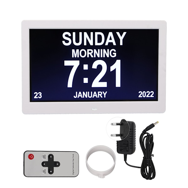 Digital fotoram 10 tum 1024x600 LCD väckarklocka fjärrkontroll 100-240V för hem EU-kontakt