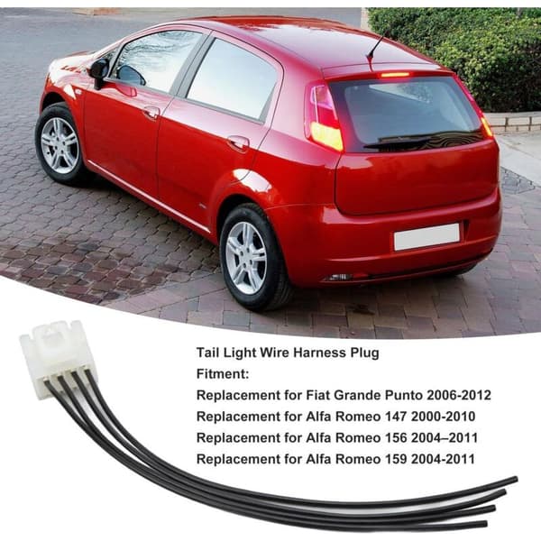 4-bens baglygte ledningsnetstik, erstatningsstik til Fiat Grande Punto 2006-2012