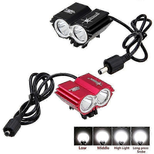 12000mah Akku 5000 Lumenia 2 Led Pyöräily Pyörän Valo Led Lamppu Ajovalo Otsalamppu &amp; Takavalo PunainenPyöränValosarja