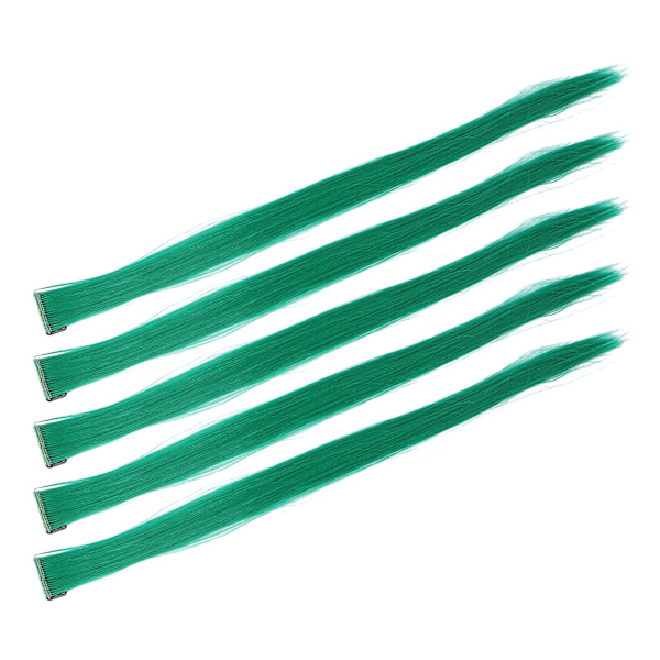5 stk rett hårstykke klips lys farge 21,65 tommer hårforlengelse hårpynt for Cosplay PartyGreen