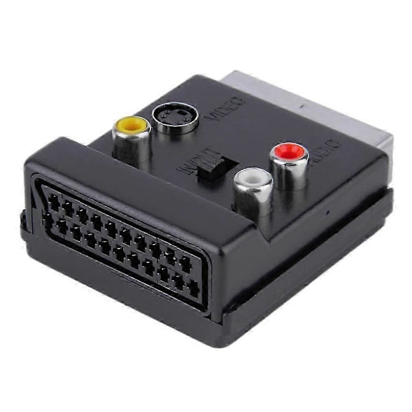 Omkopplingsbar Scart Hane till Hona S-Video 3 RCA Ljudadapter