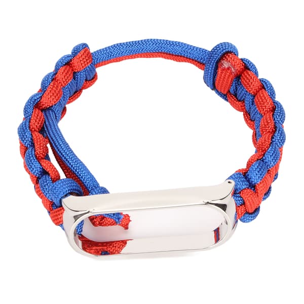 Paracord-håndledsrem til Xiaomi Mi Band 6/5 NFC-ur Justerbar erstatningsrem Blå Rød