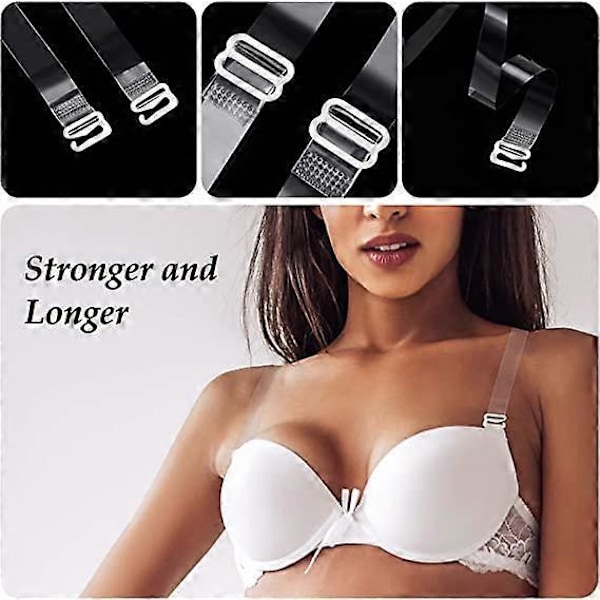 3 Par (Frosted 1.0cm) Usynlige Frosted BH Stropper Udskiftnings BH Stropper Skridsikre BH Stropper til Stropløse BH'er
