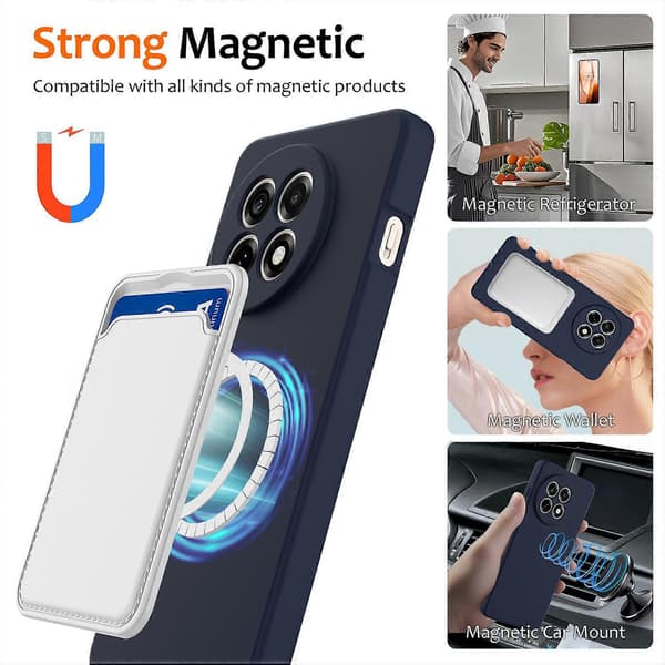 Compatible with OnePlus Ace 5 5G / OnePlus Ace 5 Pro 5G / OnePlus 13R 5G Case Compatible with MagSafe Anti-Drop Liquid Silicone Pho DarkBlue