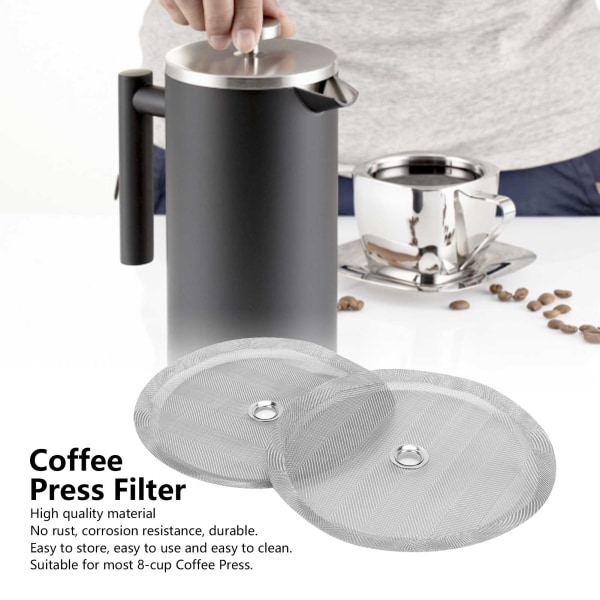 Utskifting av kaffepressfilter i rustfritt stål - 2 pakke, 100 mesh