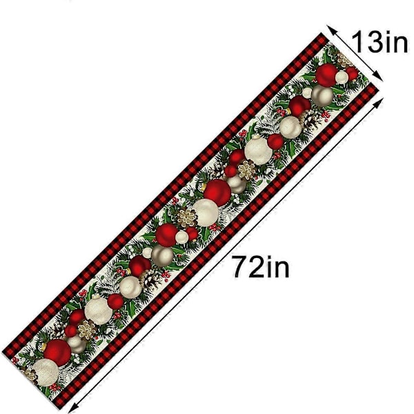 Linned röd och svartrutig julbordslöpare 183 cm lång