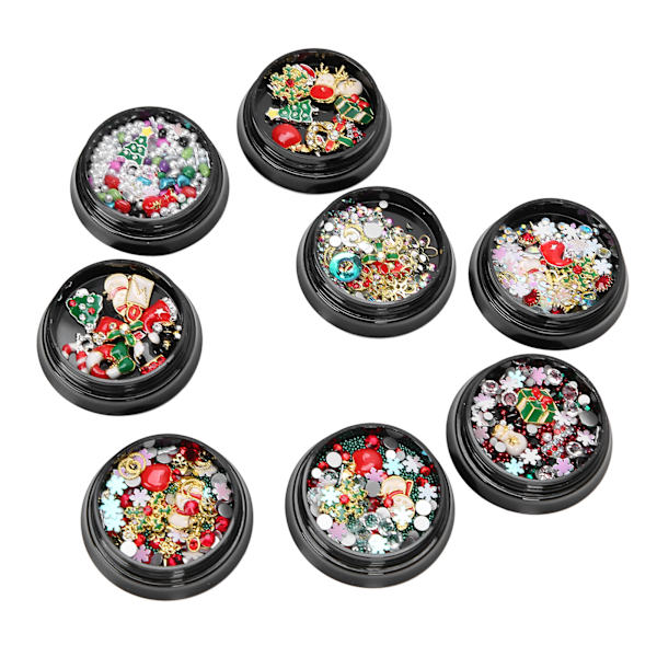 8 st julgransprydnader för nagelkonst, nitar i legering, nageldekoration, manikyrverktyg