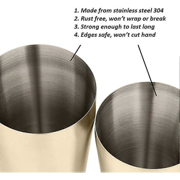 Rustfrit stål, robust og holdbar cocktail shaker kop bar hjem køkkenredskab (Titanium Golden)