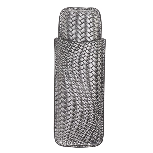 Cigar Etui Holder Elegant Vintage Style Flettet Mønster Læder Bærbar 2 Holder Cigar Etui Sølv