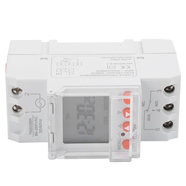 Tidsbryter 24 timer Digital Analog Programmerbar LCD-bakgrunnsbelysning Din Rail TM928BK 85-265V 30A