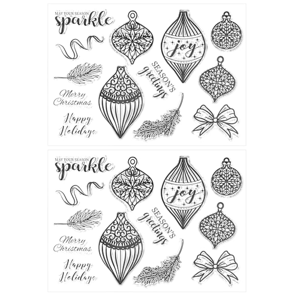 2 Set Transparenta Stämplar Gummi TPR Rektangel DIY Journal Jul Mönster Hantverk Konst
